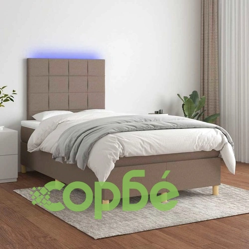 Боксспринг легло с матрак и LED, таупе, 120x190 см, плат ➤ топ цена ➤ sorbe.bg