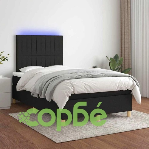 Боксспринг легло с матрак и LED, черно, 120x190 см, плат ➤ топ цена ➤ sorbe.bg