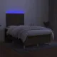 Боксспринг легло с матрак и LED, тъмнокафяво, 120x190 см, плат