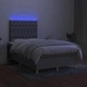 Боксспринг легло с матрак и LED, светлосиво, 120x190 см, плат