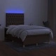 Боксспринг легло с матрак и LED, тъмнокафяво, 120x190 см, плат