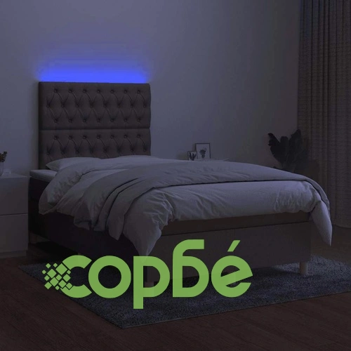 Боксспринг легло с матрак и LED, таупе, 120x190 см, плат ➤ топ цена ➤ sorbe.bg