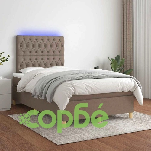 Боксспринг легло с матрак и LED, таупе, 120x190 см, плат ➤ топ цена ➤ sorbe.bg