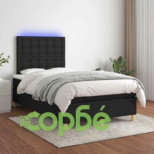 Боксспринг легло с матрак и LED, черно, 120x190 см, плат ➤ топ цена ➤ sorbe.bg