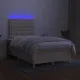 Боксспринг легло с матрак и LED, кремаво, 120x190 см, плат