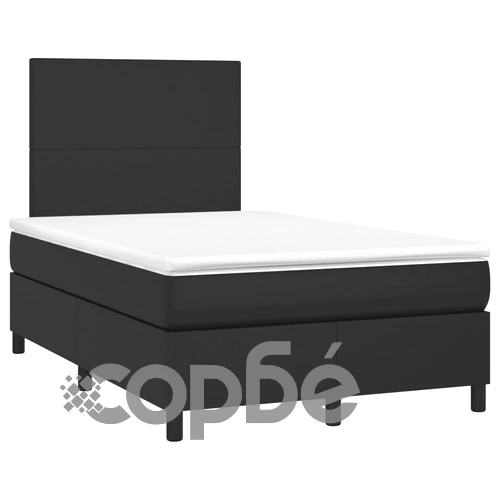 Боксспринг легло с матрак и LED, черно, 120x190 см, еко кожа ➤ топ цена ➤ sorbe.bg