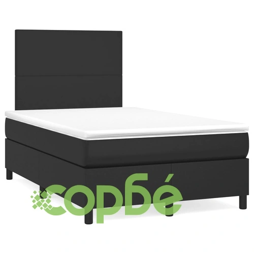Боксспринг легло с матрак и LED, черно, 120x190 см, еко кожа ➤ топ цена ➤ sorbe.bg