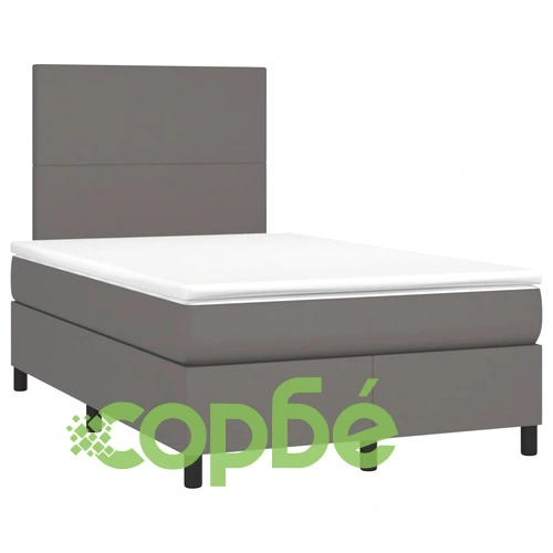 Боксспринг легло с матрак и LED сиво 120x190 см изкуствена кожа ➤ топ цена ➤ sorbe.bg