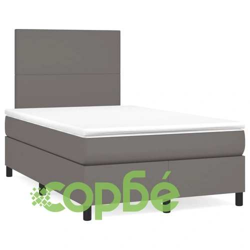 Боксспринг легло с матрак и LED сиво 120x190 см изкуствена кожа ➤ топ цена ➤ sorbe.bg