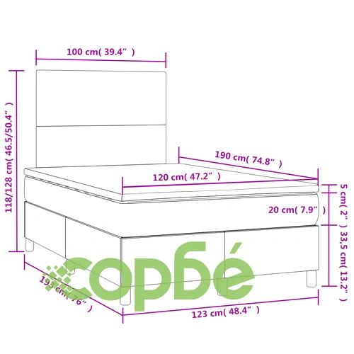 Боксспринг легло с матрак LED капучино 120x190 см еко кожа ➤ топ цена ➤ sorbe.bg