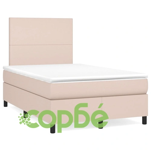 Боксспринг легло с матрак LED капучино 120x190 см еко кожа ➤ топ цена ➤ sorbe.bg