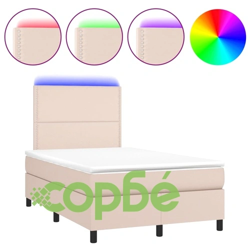 Боксспринг легло с матрак LED капучино 120x190 см еко кожа ➤ топ цена ➤ sorbe.bg
