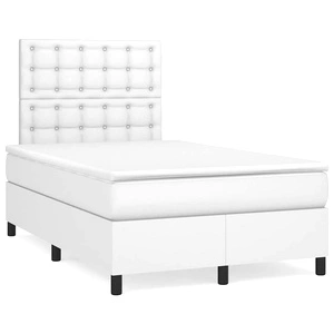 Боксспринг легло с матрак и LED бяло 120x190 см изкуствена кожа 