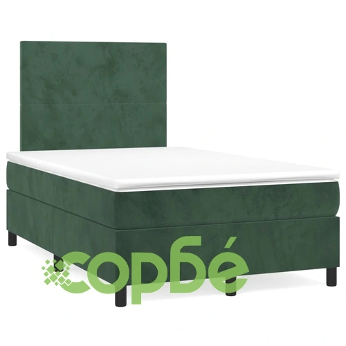 Боксспринг легло с матрак и LED тъмнозелено 120x190 см кадифе ➤ топ цена ➤ sorbe.bg