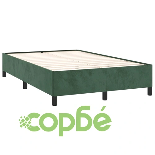 Боксспринг легло с матрак и LED тъмнозелено 120x190 см кадифе ➤ топ цена ➤ sorbe.bg