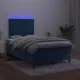 Боксспринг легло с матрак и LED, тъмносиньо, 120x190 см, кадифе