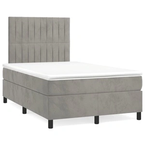 Боксспринг легло с матрак и LED, светлосиво, 120x190 см, кадифе