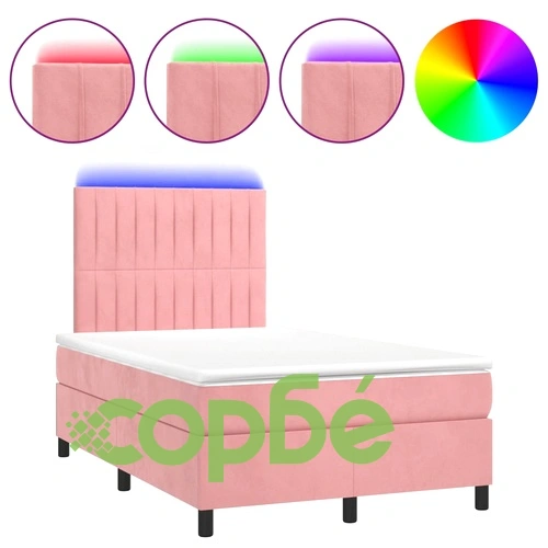 Боксспринг легло с матрак и LED, черно, 120x190 см, кадифе ➤ топ цена ➤ sorbe.bg