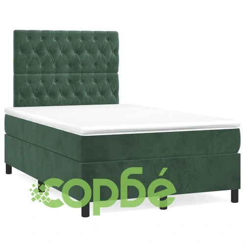 Боксспринг легло с матрак и LED тъмнозелено 120x190 см кадифе ➤ топ цена ➤ sorbe.bg