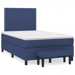 Боксспринг легло с матрак, синьо, 120x190 см, плат