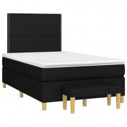 Боксспринг легло с матрак, черно, 120x190 см, плат