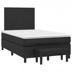 Боксспринг легло с матрак, черно, 120x190 см, изкуствена кожа