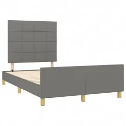 Рамка за легло с табла, тъмносива, 120x190 см, текстил