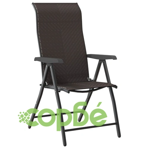 Сгъваеми градински столове, 4 бр, черно кафе, полиратан ➤ топ цена ➤ sorbe.bg