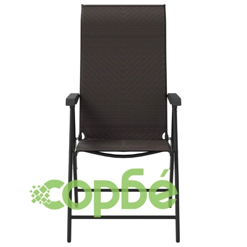 Сгъваеми градински столове, 4 бр, черно кафе, полиратан ➤ топ цена ➤ sorbe.bg