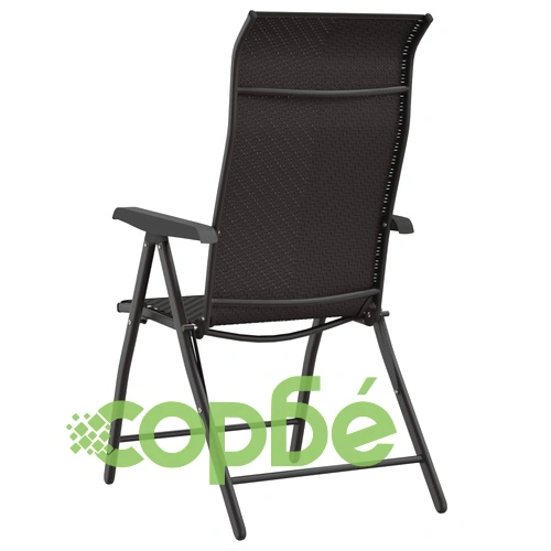 Сгъваеми градински столове, 4 бр, черно кафе, полиратан ➤ топ цена ➤ sorbe.bg