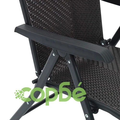 Сгъваеми градински столове, 4 бр, черно кафе, полиратан ➤ топ цена ➤ sorbe.bg