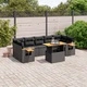 Градински комплект диван с възглавници 8 части черен полиратан