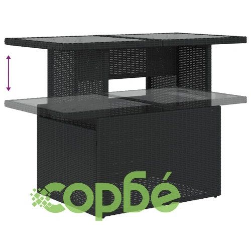 Градински комплект диван с възглавници 8 части черен полиратан ➤ топ цена ➤ sorbe.bg