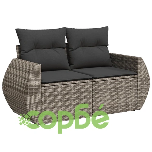 Градински комплект диван с възглавници 8 части сив полиратан ➤ топ цена ➤ sorbe.bg
