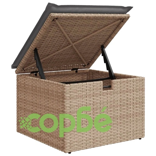 Градински диван с възглавници, 8 части, бежов полиратан ➤ топ цена ➤ sorbe.bg