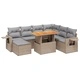 Градински диван с възглавници, 8 части, бежов полиратан