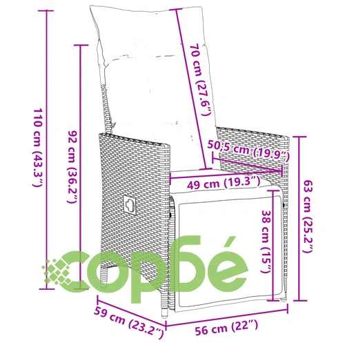 Градински бистро комплект с възглавници 11части черен полиратан ➤ топ цена ➤ sorbe.bg