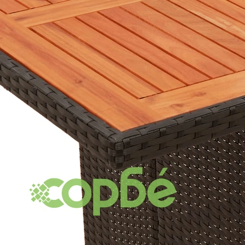 Градински трапезен комплект 7 части възглавници черен полиратан ➤ топ цена ➤ sorbe.bg