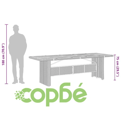 Градински трапезен комплект 7 части възглавници черен полиратан ➤ топ цена ➤ sorbe.bg