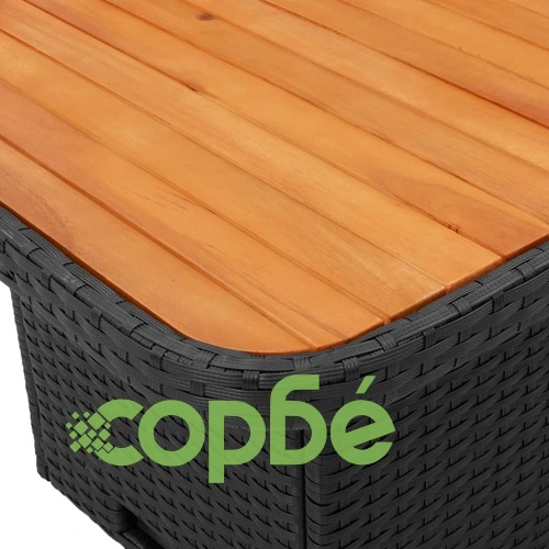 Градински комплект от 3 части с възглавници черни полиратан ➤ топ цена ➤ sorbe.bg