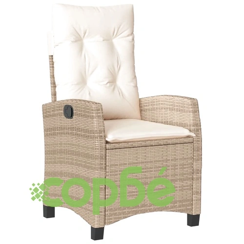 Градински комплект с възглавници, 5 части, бежов полиратан ➤ топ цена ➤ sorbe.bg