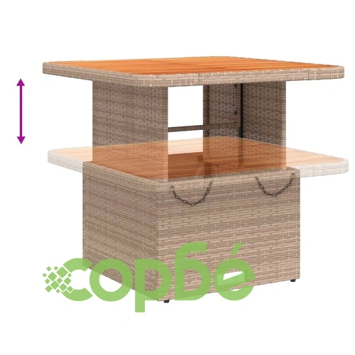 Градински комплект с възглавници, 5 части, бежов полиратан ➤ топ цена ➤ sorbe.bg