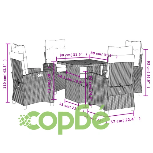 Градински комплект с възглавници, 5 части, бежов полиратан ➤ топ цена ➤ sorbe.bg