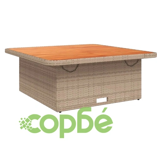 Градински комплект с възглавници, 4 части, бежов полиратан ➤ топ цена ➤ sorbe.bg