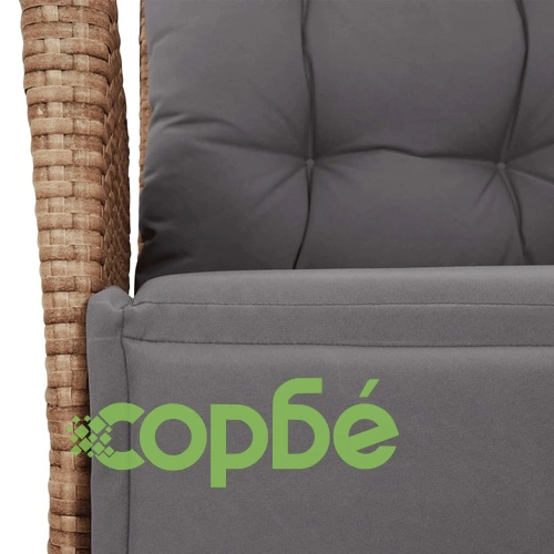 Градински комплект с възглавници, 3 части, бежов, полиратан ➤ топ цена ➤ sorbe.bg