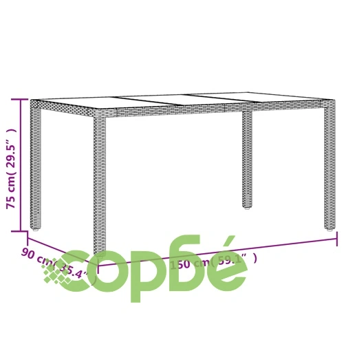 Градински комплект 7 части с възглавници черен полиратан/стъкло ➤ топ цена ➤ sorbe.bg