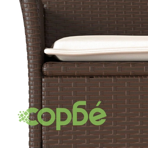Бистро комплект с възглавници 3 части кафяв полиратан и стъкло ➤ топ цена ➤ sorbe.bg