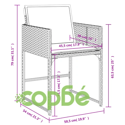 Градински трапезен комплект възглавници 9 части кафяв полиратан ➤ топ цена ➤ sorbe.bg