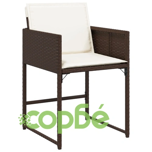 Градински трапезен комплект възглавници 9 части кафяв полиратан ➤ топ цена ➤ sorbe.bg