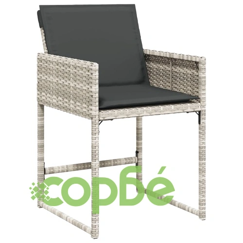 Градински трапезен комплект 9 части с възглавници светлосив ➤ топ цена ➤ sorbe.bg